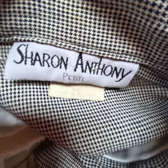 Vintage Women's Sharon Anthony Long Sleeve White Blouse Houndstooth Vest Size 4P - Picture 3 of 10